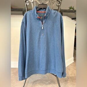 Orvis Men's Heathered Blue Half-Zip Sweater with Contrast Trim